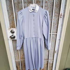 Vintage Lanz Original Light Blue Long Sleeve Collared Pilgrim Dress Size 7/8